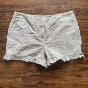 LOFT Outlet Gray Summer Linen Cotton Blend Ruffle Hem Shorts Women's Size 4